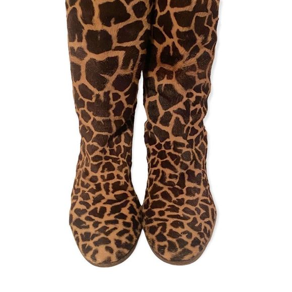 VINTAGE MISS MAUD PARIS Giraffe Print Hair Calf Knee High Boots, Size 7.5 - Picture 3 of 6